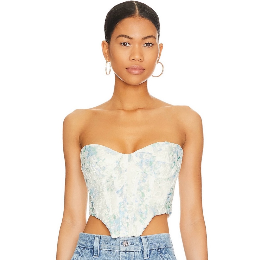 Bardot Lila Bustier Top in Water Floral color